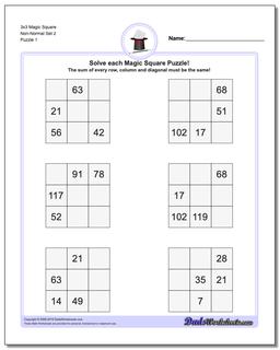 Magic Square Puzzle 3x3 Non-Normal Set 2