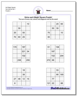 4x4 Magic Square Non-Normal Set 1 /puzzles/magic-square.html Worksheet