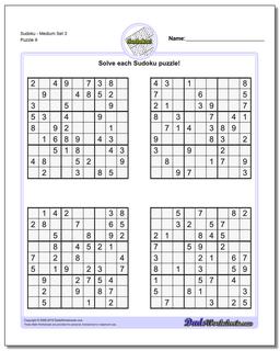 SudokuMedium Set 3 Worksheet