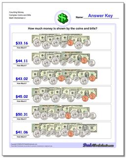 Counting Money Complex Coins and Bills /worksheets/money.html Worksheet